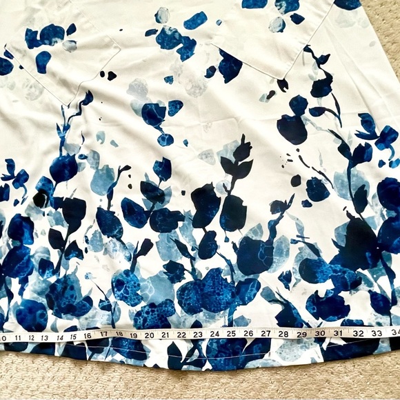 MISSLOOK Women’s White and Blue Floral w/2 Front Pockets Midi Dress-Size M - Picture 6 of 8